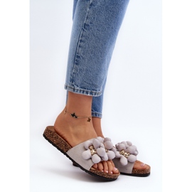 Chanclas de Mujer Con Adornos Gris Bunlia 3