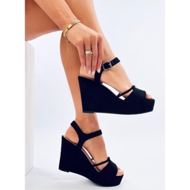 Waite Sandalias cuña negras negro 3