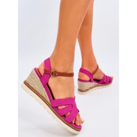 Sandalias cuña alpargata Rosco Fucsia rosado 4