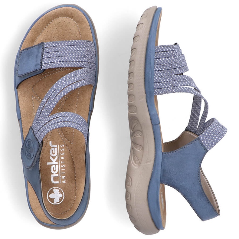 Sandalias mujer cómodas con velcro azul Rieker 64870-14 2 Sandalias mujer cómodas con velcro azul Rieker 64870-14 2