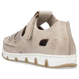 Zapatos mujer piel calada con velcro, beige Rieker 49958-61 12
