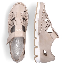 Zapatos mujer piel calada con velcro, beige Rieker 49958-61 15
