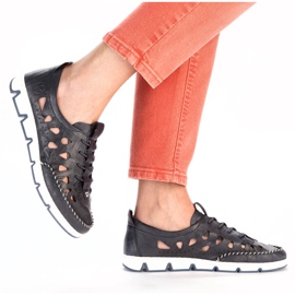 Zapato slip-on mujer piel calado azul marino Rieker 49956-14 2