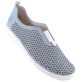 Zapatos slip-on cómodos calados de mujer, azul Rieker 52866-10 10