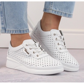 Cuñas deportivas mujer piel calada blanco Vinceza 7890 3