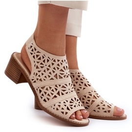 Sandalias Tacón Calado Beige Serapina 10