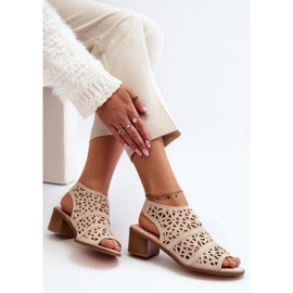 Sandalias Tacón Calado Beige Serapina 1