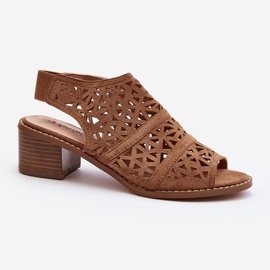Sandalias Tacón Calado Marrón Serapina 1