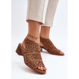 Sandalias Tacón Calado Marrón Serapina 4