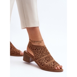 Sandalias Tacón Calado Marrón Serapina 5