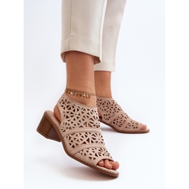 Sandalias Tacón Alto Serapina Calado Desnudo beige 3