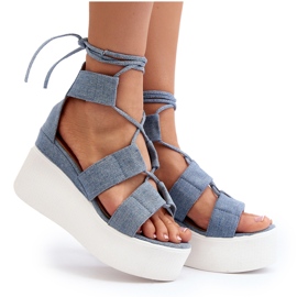 Sandalias Vaqueras Mujer Atadas Azul Helavi 9