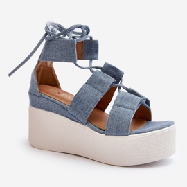 Sandalias Vaqueras Mujer Atadas Azul Helavi 1 Sandalias Vaqueras Mujer Atadas Azul Helavi 1