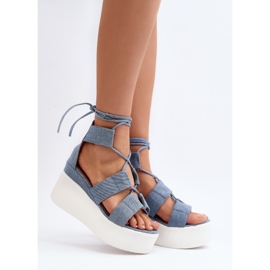 Sandalias Vaqueras Mujer Atadas Azul Helavi 2