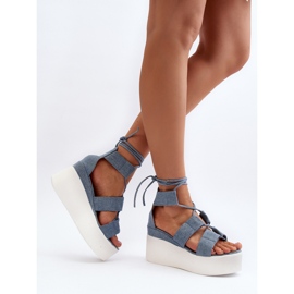 Sandalias Vaqueras Mujer Atadas Azul Helavi 6