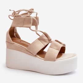 Sandalias atadas de mujer Helavi beige 2 Sandalias atadas de mujer Helavi beige 2