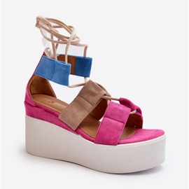 Sandalias atadas Helavi fucsia para mujer rosado 1