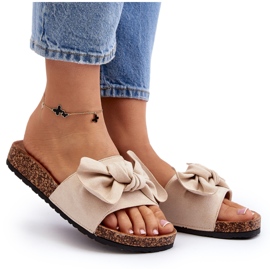 Chanclas de Mujer con Lazo Beige Ezephira 10