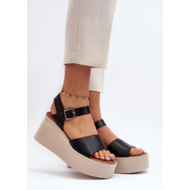 Sandalias Cuña Mujer Geferia Negras negro 4