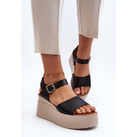 Sandalias Cuña Mujer Geferia Negras negro 7