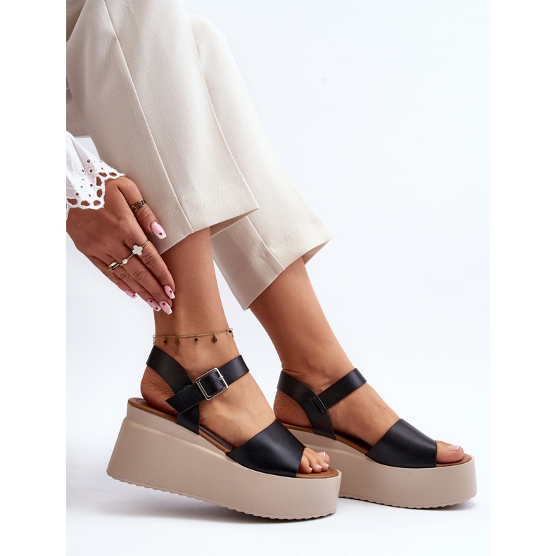 Sandalias Cuña Mujer Geferia Negras negro 2 Sandalias Cuña Mujer Geferia Negras negro 2