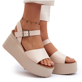 Sandalias Cuña Mujer Geferia Beige 11