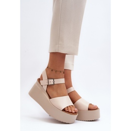 Sandalias Cuña Mujer Geferia Beige 4