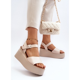 Sandalias Cuña Mujer Geferia Beige 6