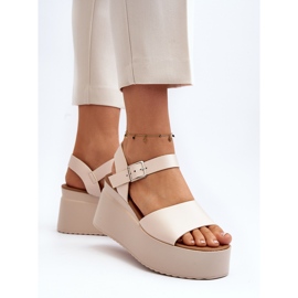 Sandalias Cuña Mujer Geferia Beige 7