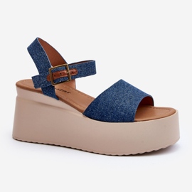 Comprar unas sandalias con cuña vaqueras azules Geferia 1