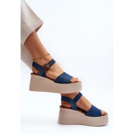 Comprar unas sandalias con cuña vaqueras azules Geferia 7