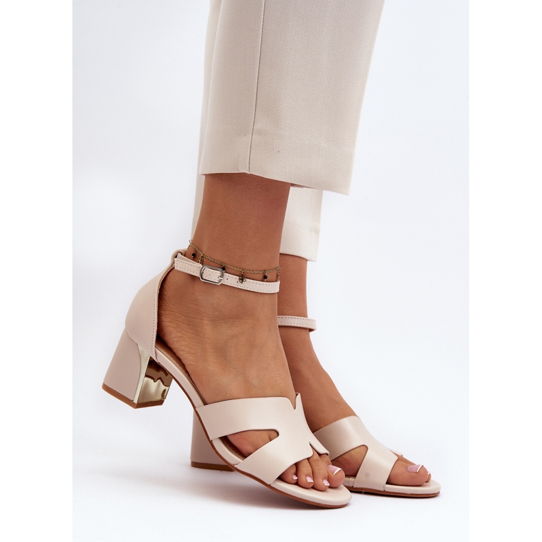 Sandalias Tacón Alto Bloque Mujer Beige Irivana 2
