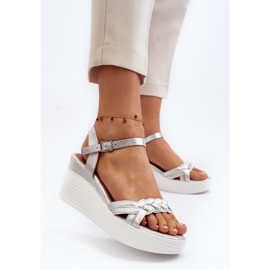 Sandalias de cuña Esinna plateadas plata 2
