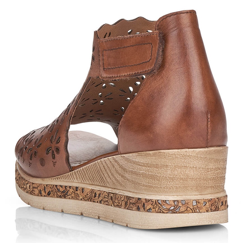Sandalias cuña mujer cómodas piel, marrón, Remonte D3056-24 1