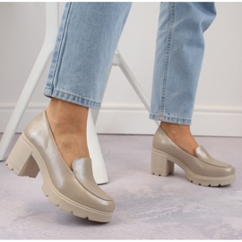 Zapatos slip-on de mujer beige con tacón alto y plataforma Potocki 12040 3