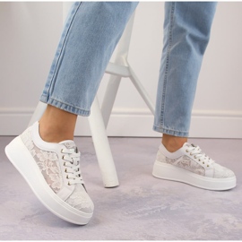 Deportivas mujer plataforma cordones blanco S.Barski HY025 2