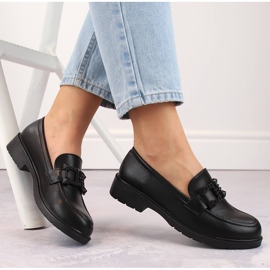 Zapatos de mujer, mocasines slip-on con decoración, negro S.Barski HY371 1 Zapatos de mujer, mocasines slip-on con decoración, negro S.Barski HY371 1