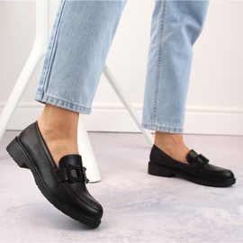 Zapatos de mujer, mocasines slip-on con decoración, negro S.Barski HY371 2