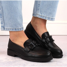Zapatos de mujer, mocasines slip-on con decoración, negro S.Barski HY371 3
