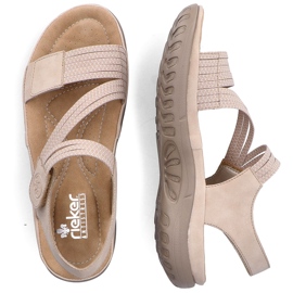 Sandalias de mujer cómodas con velcro y elásticos beige Rieker 64870-62 16