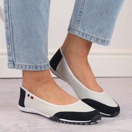 Bailarinas de mujer Filippo caladas en blanco y azul marino 5