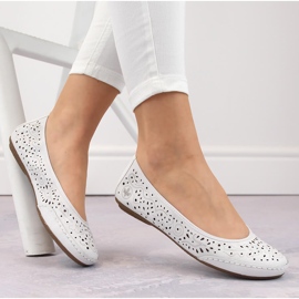 Bailarinas de mujer cómodas de piel caladas blanco Rieker 41460-80 9