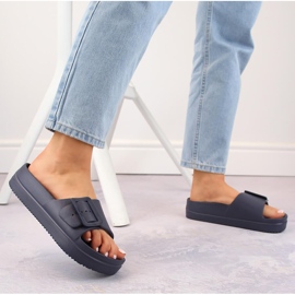 Pantuflas de mujer con plataforma de espuma y hebilla, azul marino Big Star NN274A665 3
