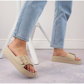Pantuflas de mujer con plataforma de espuma y hebilla, beige Big Star NN274A666 2