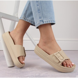 Pantuflas de mujer con plataforma de espuma y hebilla, beige Big Star NN274A666 4