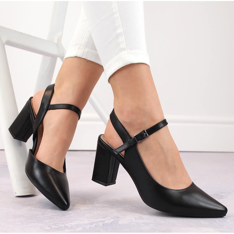 Sandalias formales de mujer con tacón alto, negro Sergio Leone SK446 1