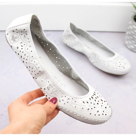 Bailarinas de mujer cómodas de piel caladas blanco Rieker 41460-80 12