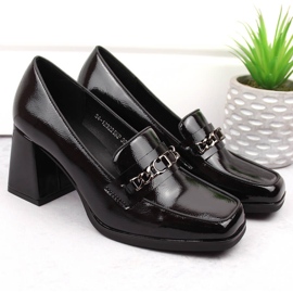 Zapatos de mujer de charol con tacón decorativo, negro Potocki 12322 beige 4