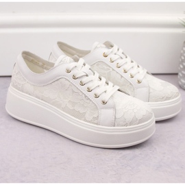 Deportivas mujer plataforma cordones blanco S.Barski HY025 5