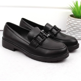 Zapatos de mujer, mocasines slip-on con decoración, negro S.Barski HY371 5
